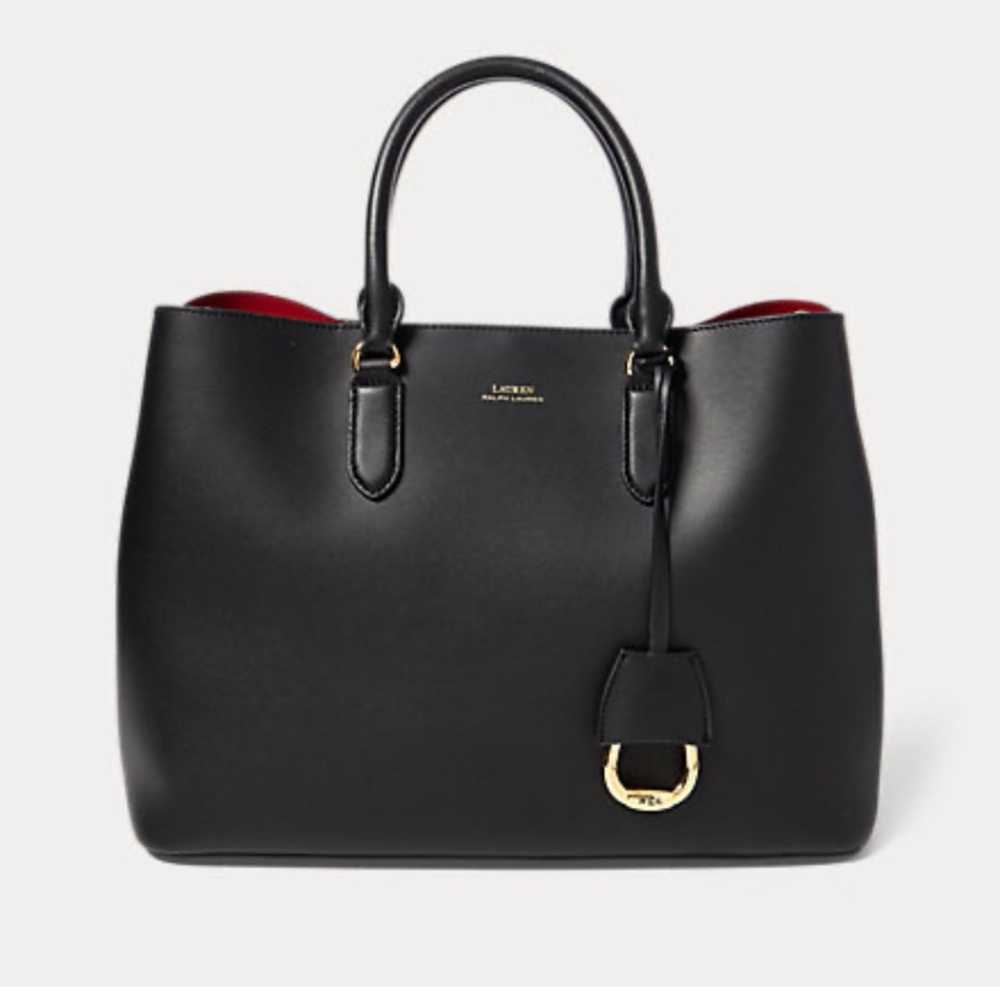 NEW Ralph Lauren Leather Black Large Tote Bag